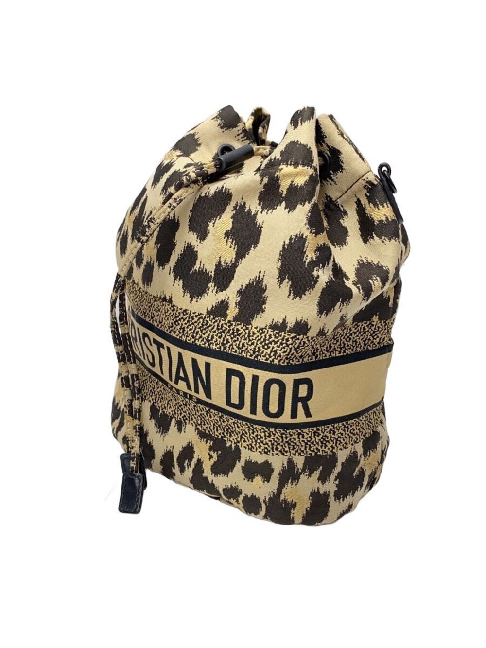 Dior  Leopard Christian Strap Brown Clutch Pouch Brown